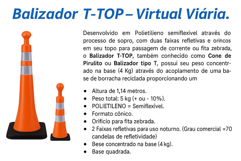 Kit Com 100 Unidades Balizador T-TOP - Virtual Viária (Cópia)